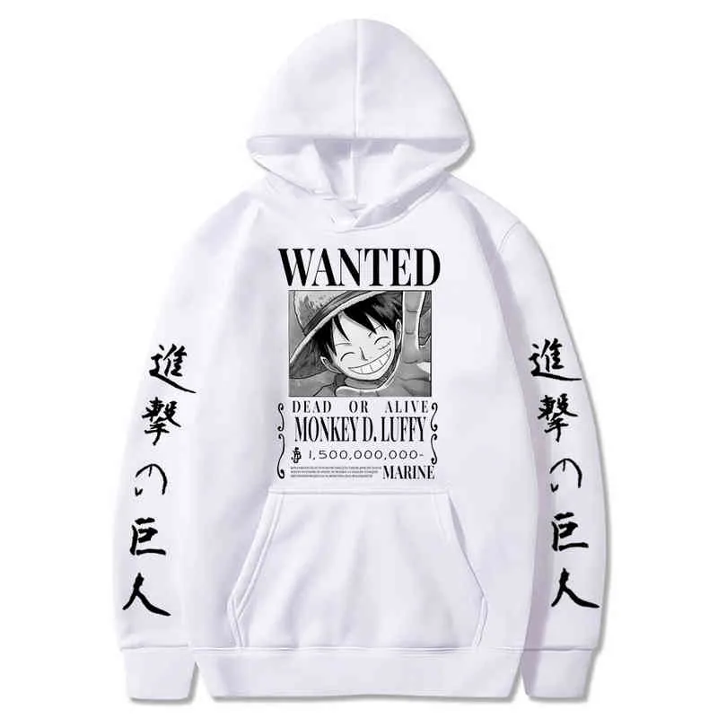 Ataque em Titan Um pedaço Luffy Hoodie Homens Moda Homme Fleece Hoodies Japonês Anime Impresso Masculino Streetwear Roupas Oversized