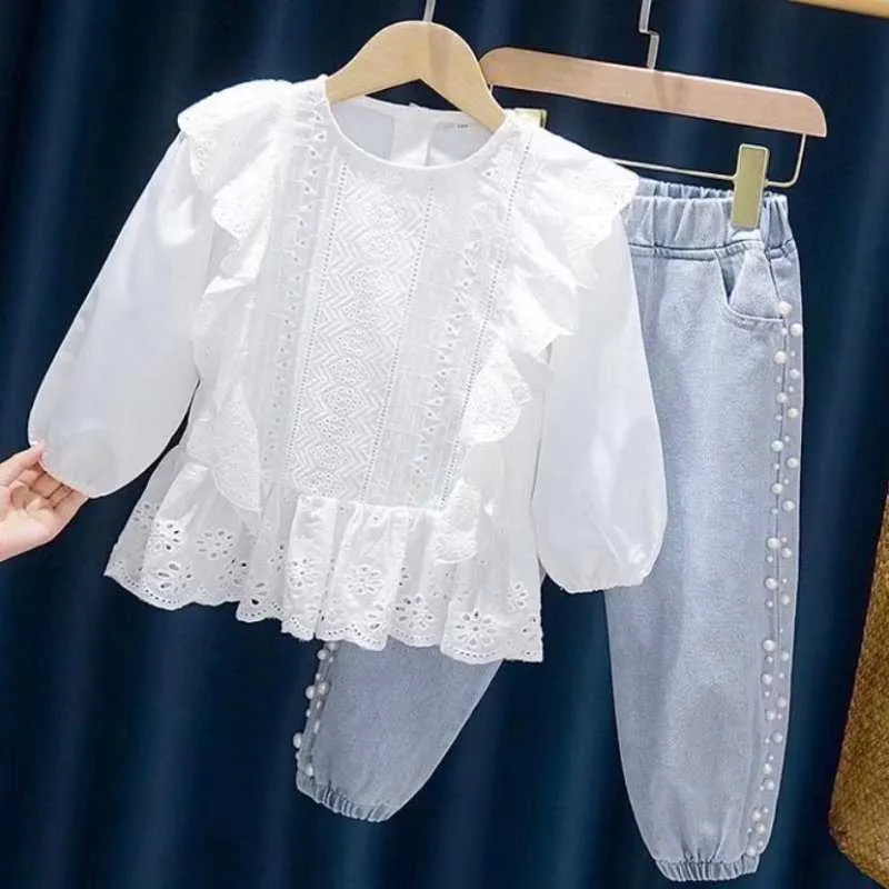 Girl New Kids Spring Autumn Clothing Sets Fashion Baby Girl Clothes Suits Cotton Children's Clothing T-shirt+ Denim Pants