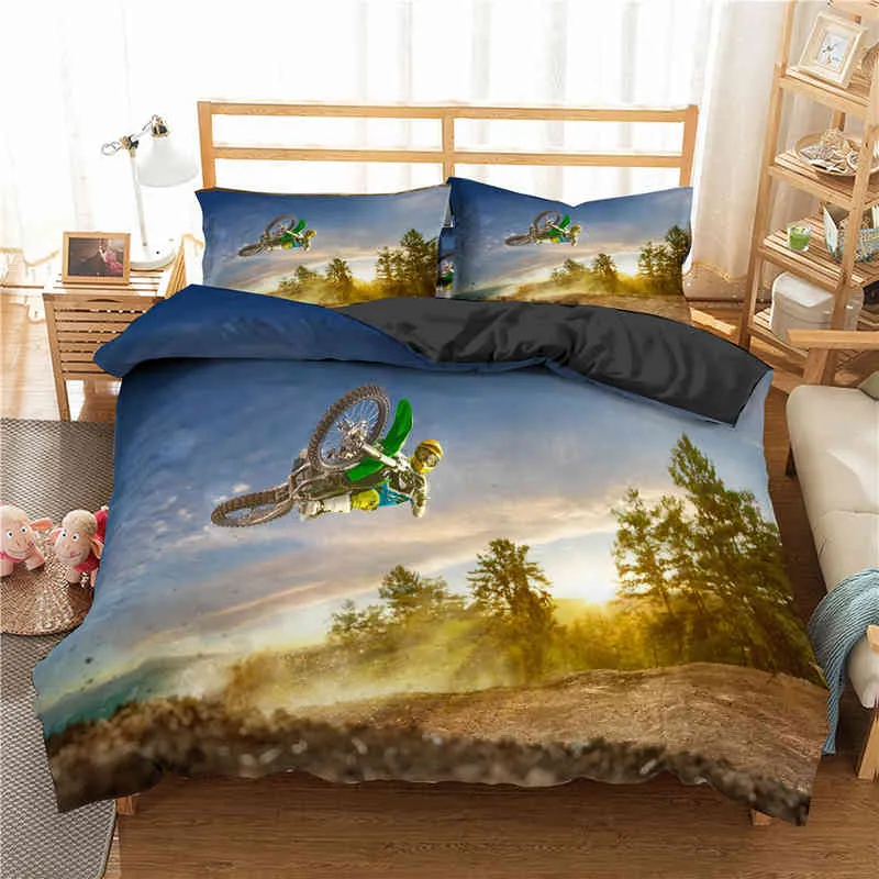 Homesky Motocross Bedding Set for Boys Adults Kids Off-road Race Motorcycle Duvet Cover Bed Single King Double 2/Suit