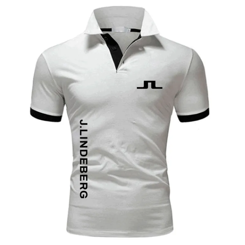 J LINDEBERG Golf imprimé coton polos pour hommes décontracté couleur unie Slim Fit s Polos été marque de mode vêtements 220630