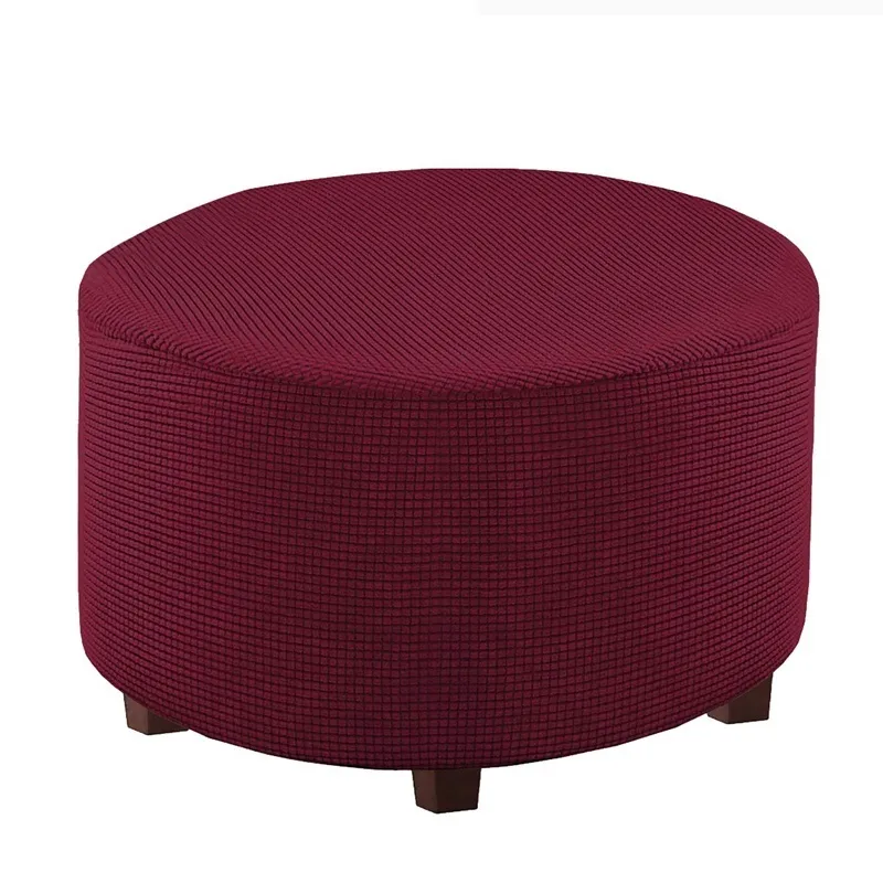 Washable Stretch Footrest Ottoman Cover Spandex Round Stool Slipcover Ottoman Footstool Protector Chair Cover for Living Bedroom 220513