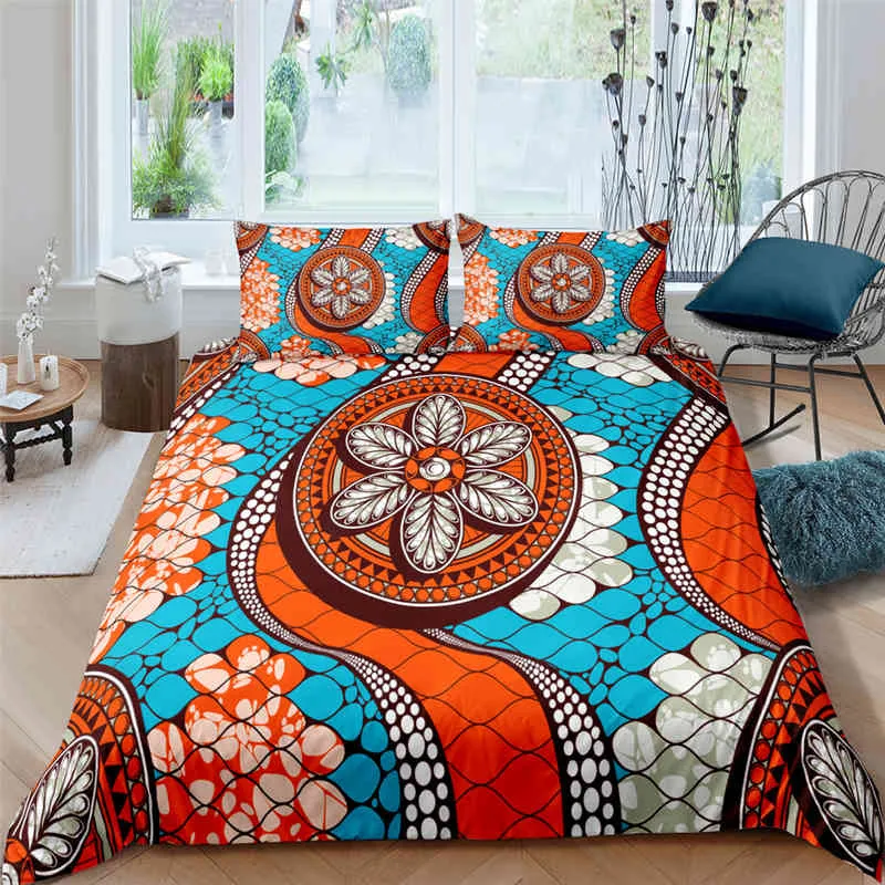 King African Queen Davet Cover Floral Vintage Bedding Set Boho Style Style Comforter للمراهقين البالغين منسوجات المنزل