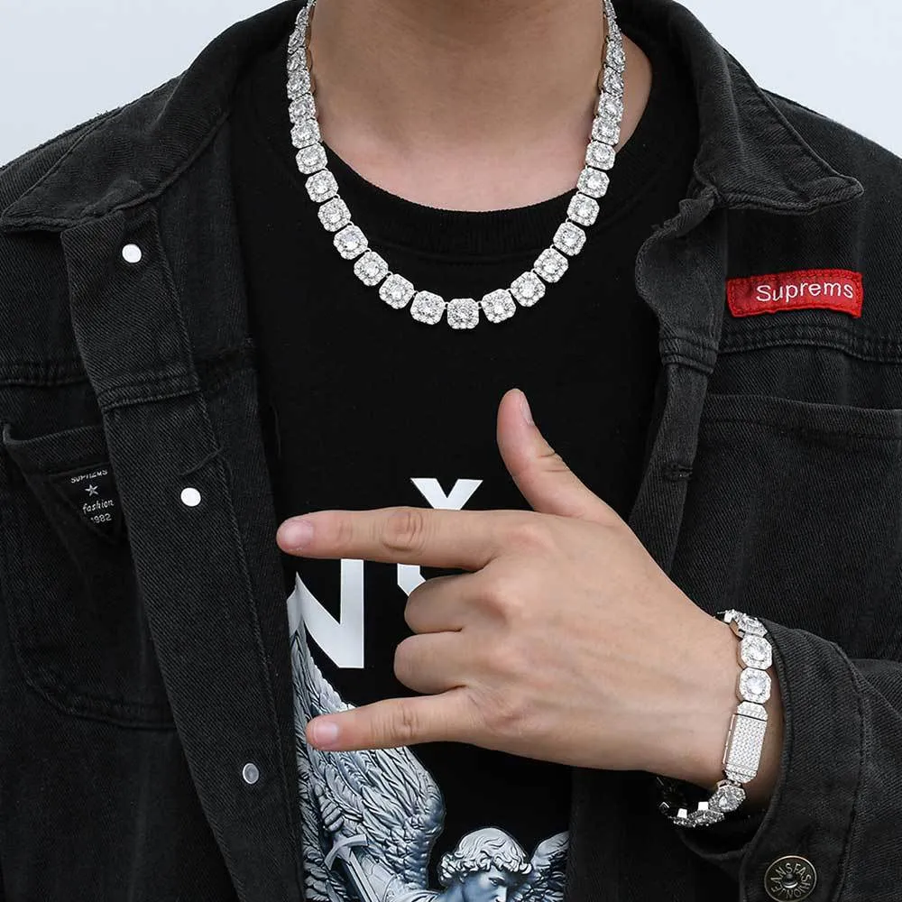 Fashion Men Hip Hop Necklace 16 18 20 22 24inches Man Chain Cubic Link Zirconia Stone kettingen ketens heren armbanden goud s187f