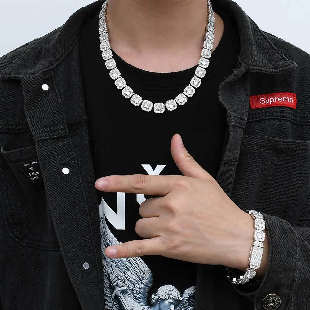 Moda erkek hip hop kolye 16 18 20 22 24 inçler insan zincir kübik bağlantı zirkonia taş kolye zincirleri erkek bilezikleri altın s239t