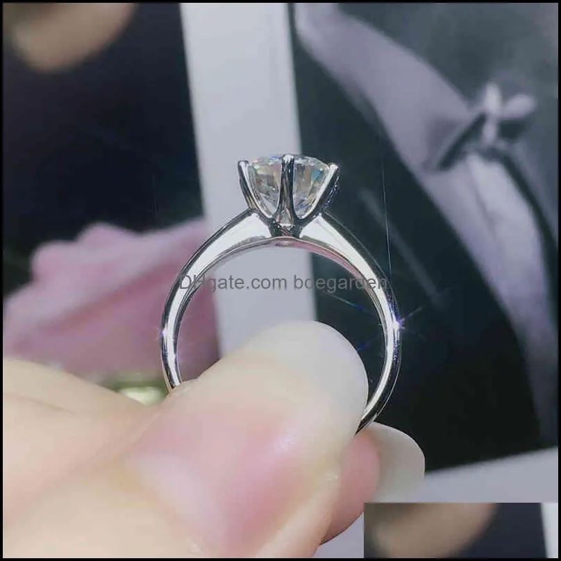 حلقة Solitaire Classic 925 Sterling Sier Moissanite 1CT 2CT 3CT C COLOR JOLLEYRY SIMPLE