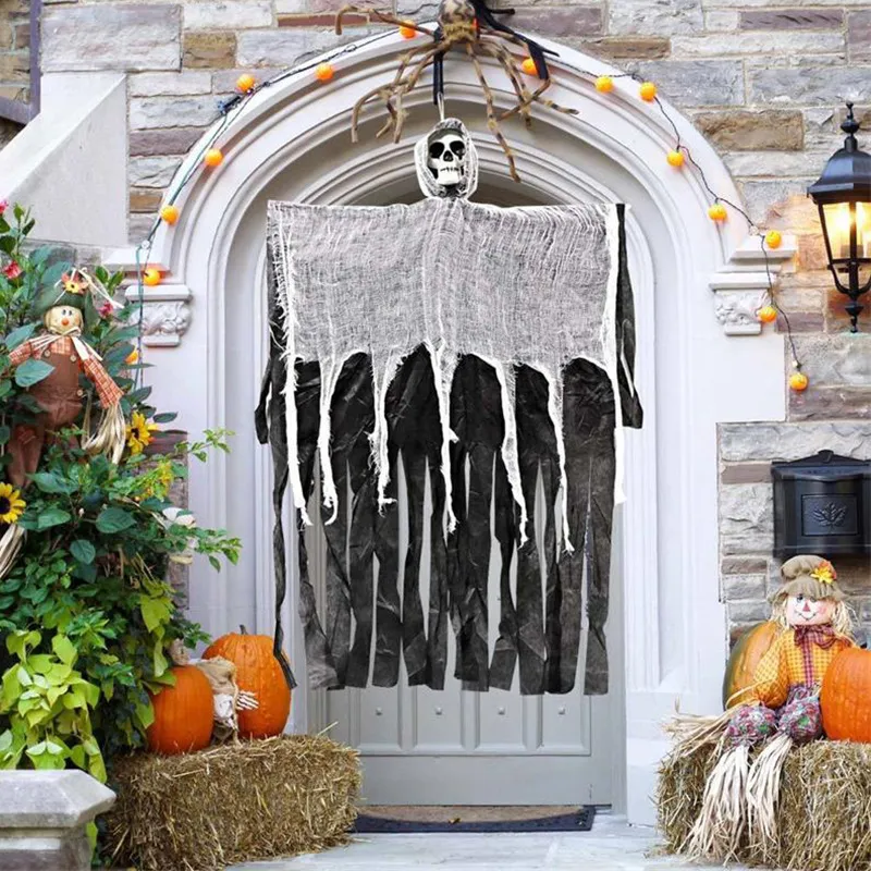 100cm Halloween wiszący czaszka duch Haunted House Dekoracja horroru rekwizyty imprezowe wisiorki domowe domek na zewnątrz 220813