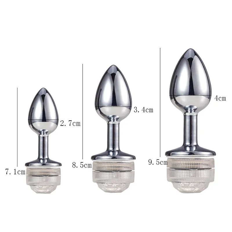 Massage Glow In The Dark Butt Plug With Led Anal Plug Light Vagina Decoration Sex Toys Luminous Anal Tail Buttplug Stainless Steel