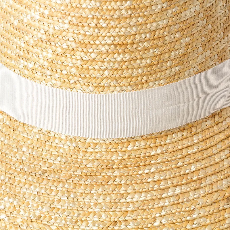 USPOP estate donna paglia di grano naturale alta piatta top lungo nastro laceup cappelli da spiaggia a tesa larga sole 220607