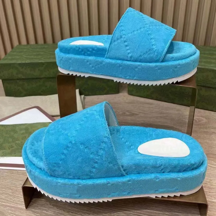 Designer women`s slippers sandal slides2022 summer new products thick bottom embroidery heightening sandals gradient color one word slippers tide shoes women