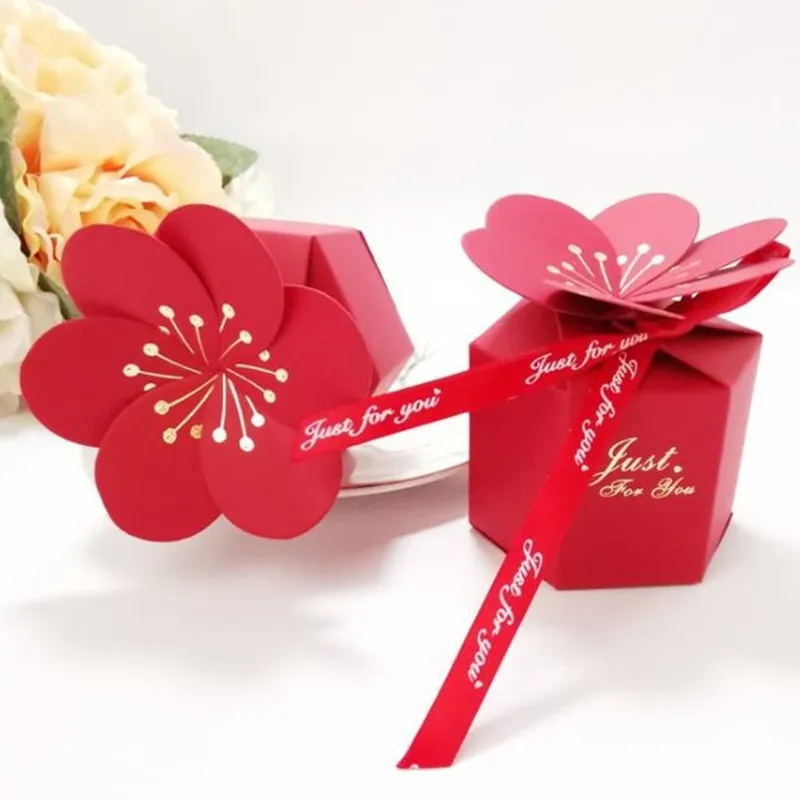 Pembe Petal Çikolata Şeker Kutuları Karton Düğün Kartı Dekorasyon Kağıt Hediye Ambalaj Etkinlik Partisi Malzemeleri 220427