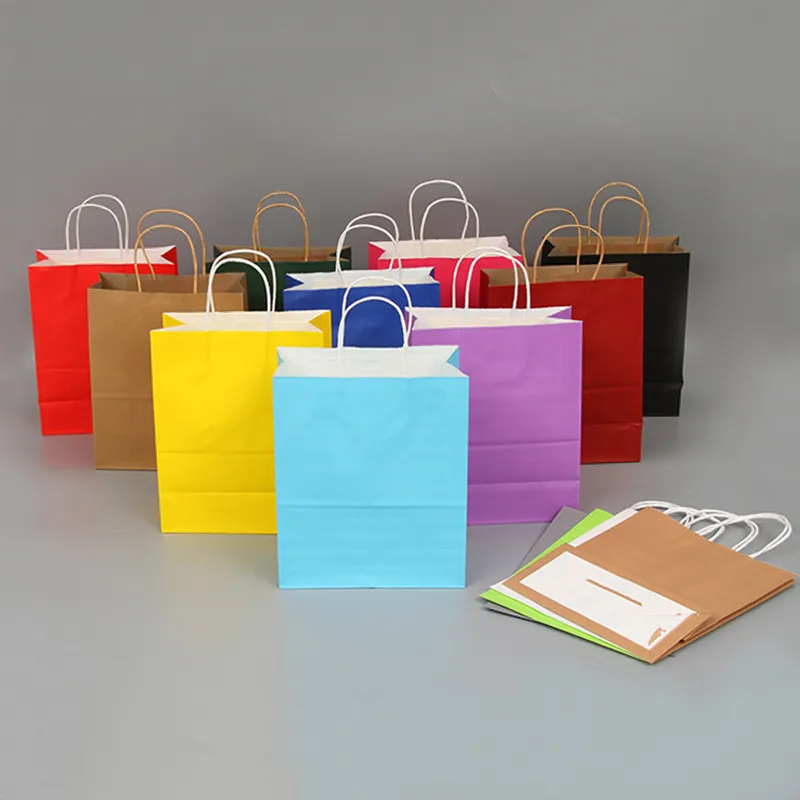 100 pièceslot personnalisé impression sac en papier kraft sacs-cadeaux recyclables pour l'emballage des cadeaux de mariage cadeaux GB04 220704
