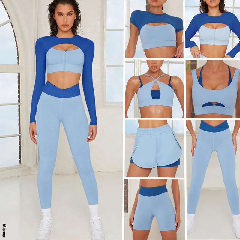 Women Sport Outfits Yoga Set Fitness Gym Suits High midje Leggings Shorts Push Up Bra Sports Set Gym Clotihing Free Collocation 220517 220517