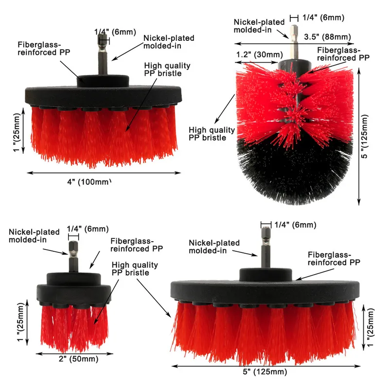3/4/6st borrborste bilaga Set Power Scrubber Bilpolermedel Badrum Rengöring Tillbehör Förlängare Köksverktyg 220511