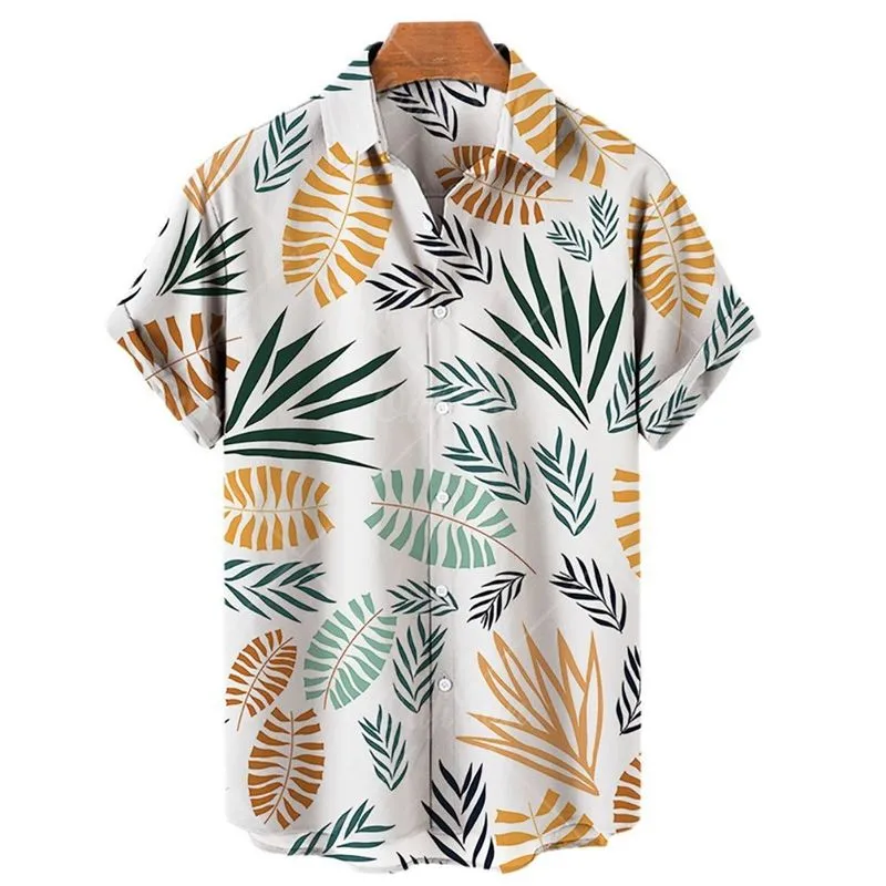 Été Hommes Chemises Hawaïennes Noix De Coco 3D Imprimer Casual Polyester Boutonné Plage Vacances Aloha Chemise À Manches Courtes Taille UE 220607