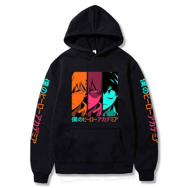 Mój bohater ACADEMIA Drukowane bluzy Harakuju Streetwear Bluza Casual Pulowers Unisex Jesień Zima Z Kapturem Z Kapturem