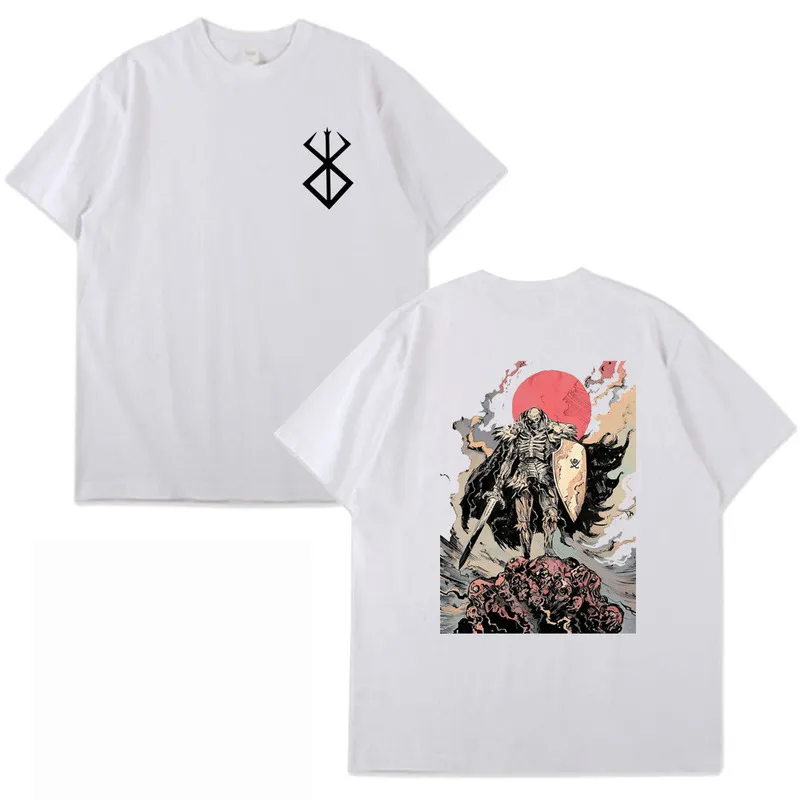 Berserk Guts Grafik doppelseitiger Druck T-Shirt Wulan Abang Anime Trend Kurzarm T-Shirt Teen Streetwear T-Shirt Männer Tops 220708