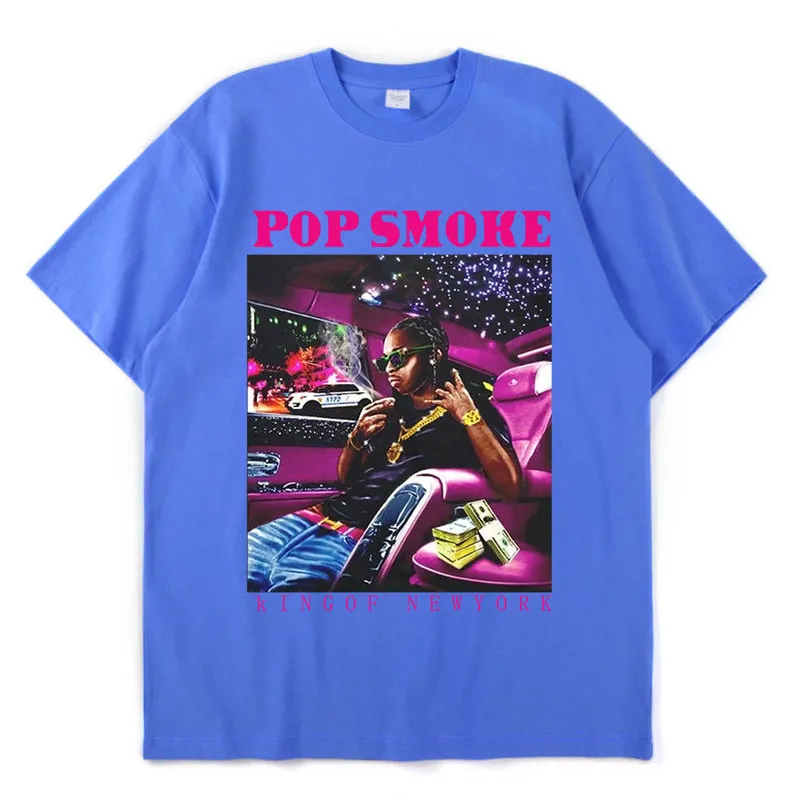 Vintage Cool Rap Pop Smoke hombres mujeres camiseta de gran tamaño Casual cuello redondo Hip Hop manga corta camiseta Streetwear hombres camiseta 220608