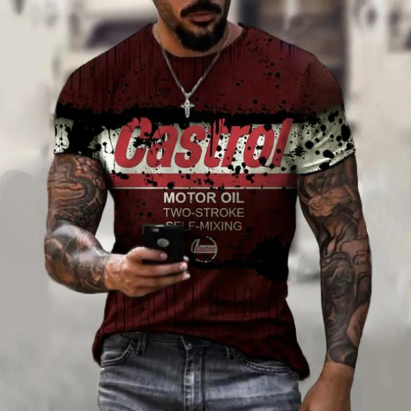 Wysokiej jakości koszulka Tshirt Drop Thirt dla mężczyzn projekt wyścigów motocykl oleju Tshirt Streetwear Oversize Tops 220521