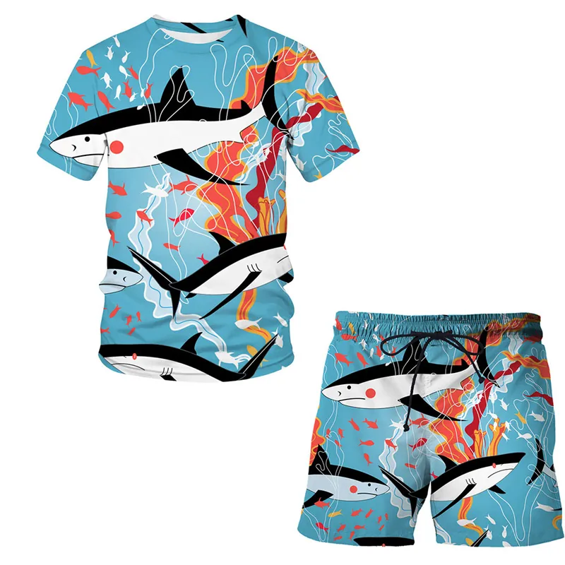 Harajuku T-Shirt 3D Abstract pattern Print Casual tee Summer Short sleeve Round neck men women Top Shorts Suit Men clothing 220624