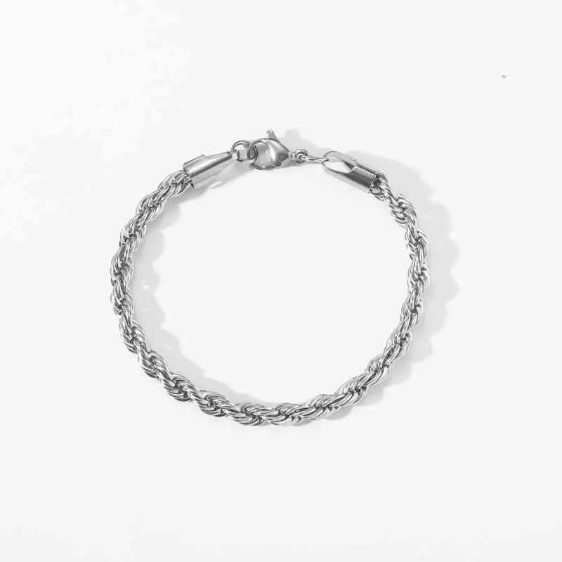 5 mm roestvrijstalen ketting touwketen Hip Hop Bracelet Ins Men039s en dames039S Paar Bracelet4299065