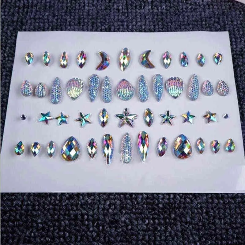 NXY Tijdelijke Tattoo Makeup Diamond Eyes Gezicht Festival DIY Body Crystal Gems Adhesive Rhinestone Nail Art Decoration Acrylic Oogschaduw Sticker 0330