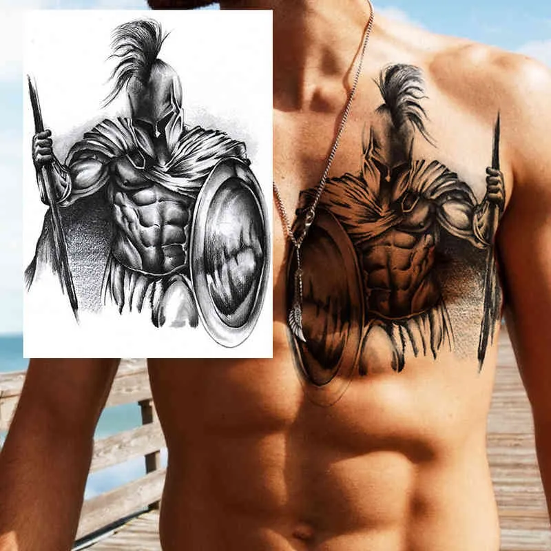 NXY Tijdelijke Tattoo Afrika Serengeti Lion Black Indian Warrior Waterdichte Flash Sticker Tribal Mighty Tiger Tatoo Men Women 0330