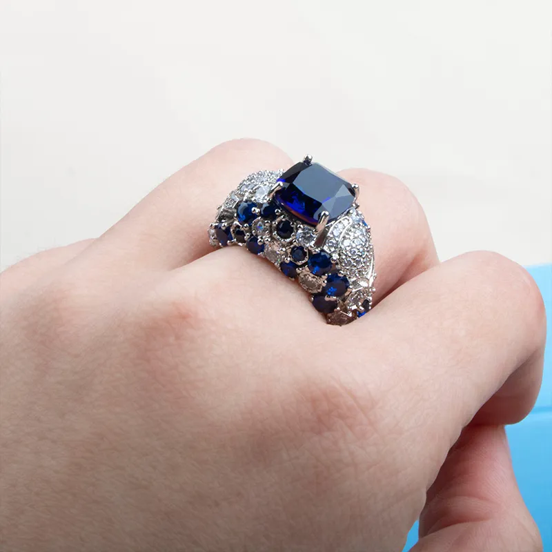 Cellacity Classic Silver 925 Ring For Charm Women With Oval Blue Sapphire Gemstones Fingle Fine Jewerly Whole Size 6 10 2207257882642