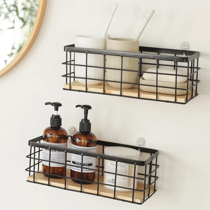 PunchFree Corner Storage Racks Shower Basket Bathroom Accessories Wall Mount Kitchen Organizer Shampoo Holder with Suction Cup 220527