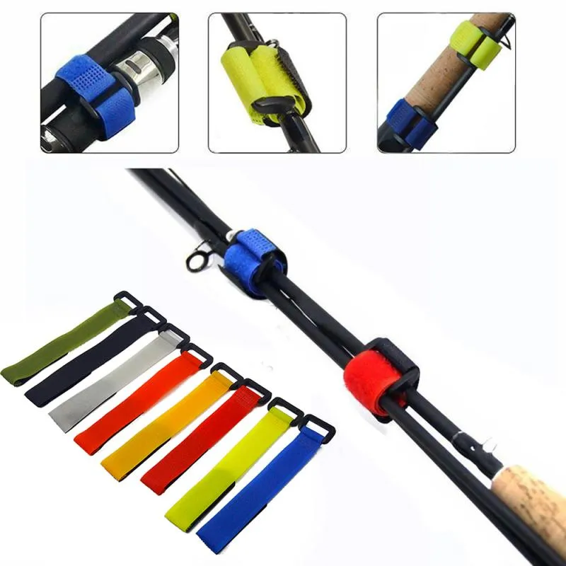 1 pièces réutilisable canne à pêche porte-cravate sangle attache liens outils 12.5CM Nylon bouton sangle couleur aléatoire multi-usages