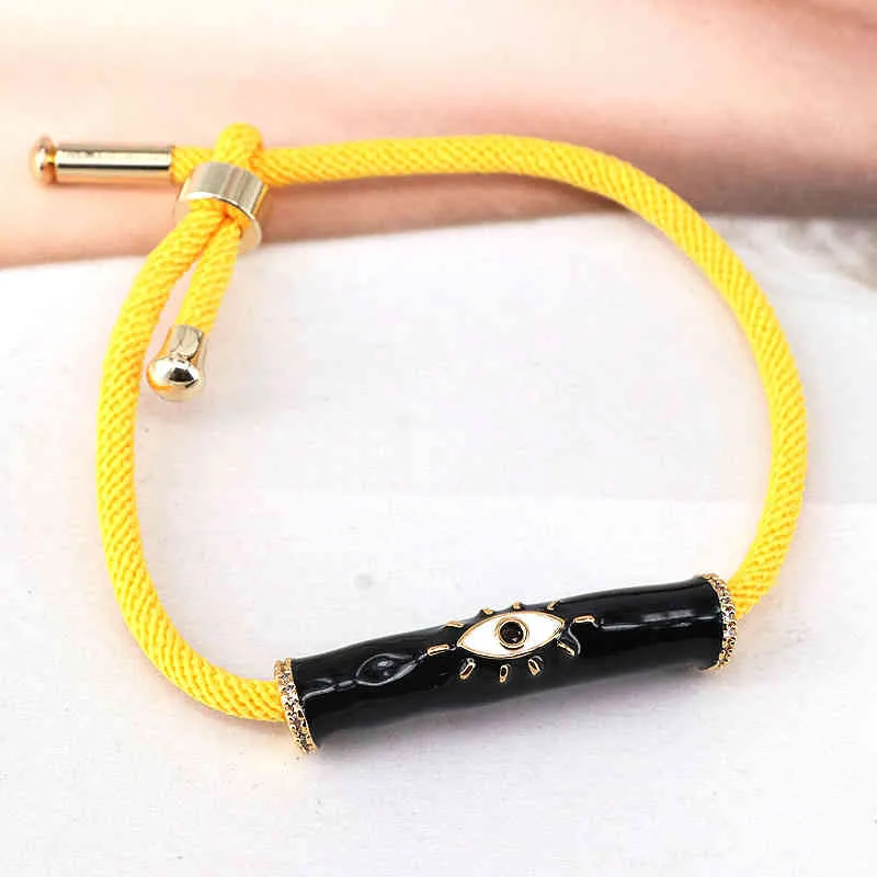 design fashion colorful enamel cz micro pave bar braceletadjustable eye charm Cord bracelet