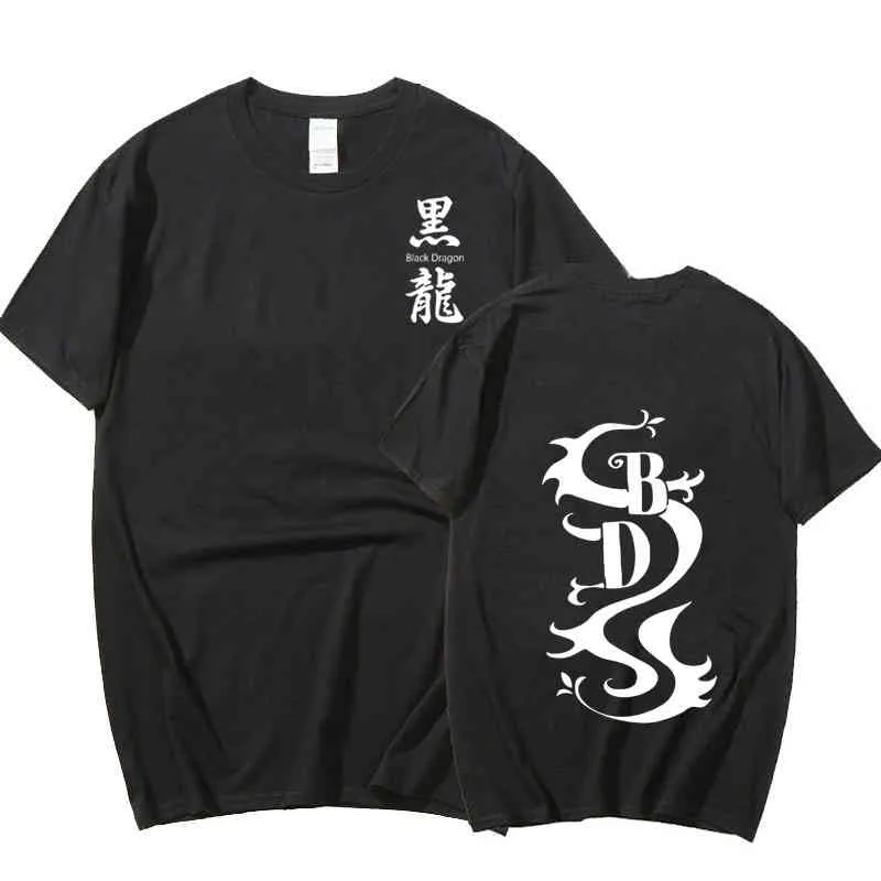 Tシャツメンズジャパニーアニメ東京リボンズブラックドラゴンコットンTシャツ半袖ストリートウェアトップハラジュック夏ユニセックスTシャツ