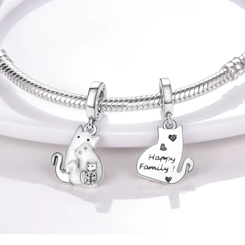 925 Silver Fit Pandora Charm 925 Pulsera Cute Pet Charm Bead Fit Original Pandora charms set Colgante DIY Fine Beads Jewelry