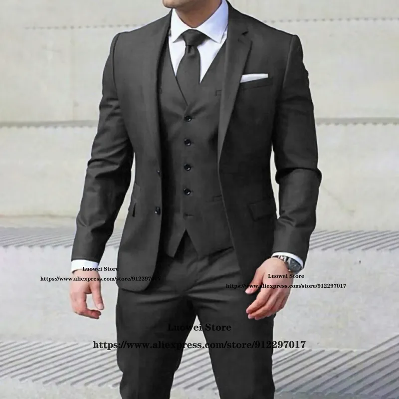 Classic Suits For Men Slim Fit Sets Formal Wedding Groom Prom Tuxedo Male Office Business Blazer JacketVestPants 220817