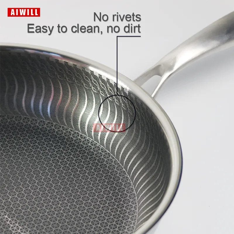 Aiwill кухня высокое качество 316/304 нержавеющая сталь сковорода не жаркая сковорода жареный стейк горшок электромагнитная печь общее 220423
