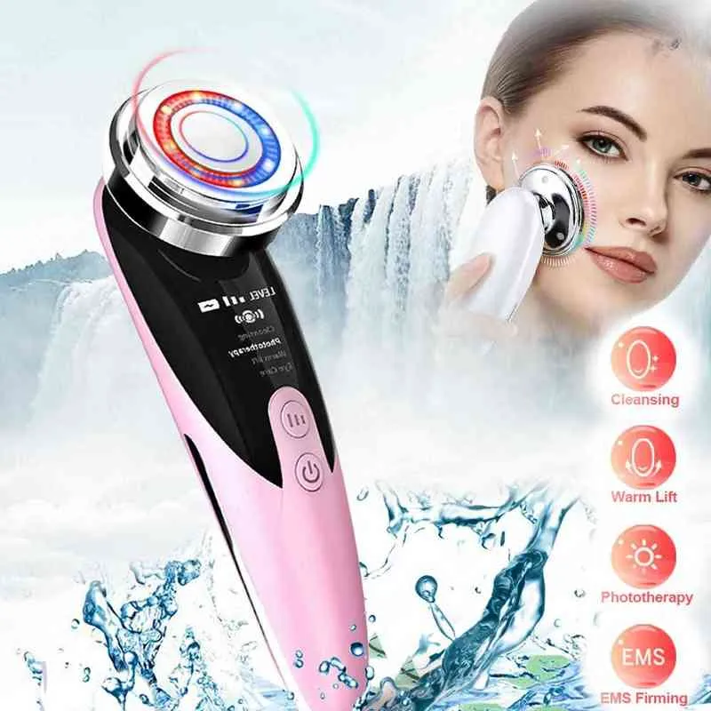 Face Massager High Frequency Ultrasonic Cleaning Skin Care Electroporation Lift Vibration Wrinkle Removal Anti Aging Beauty 220510