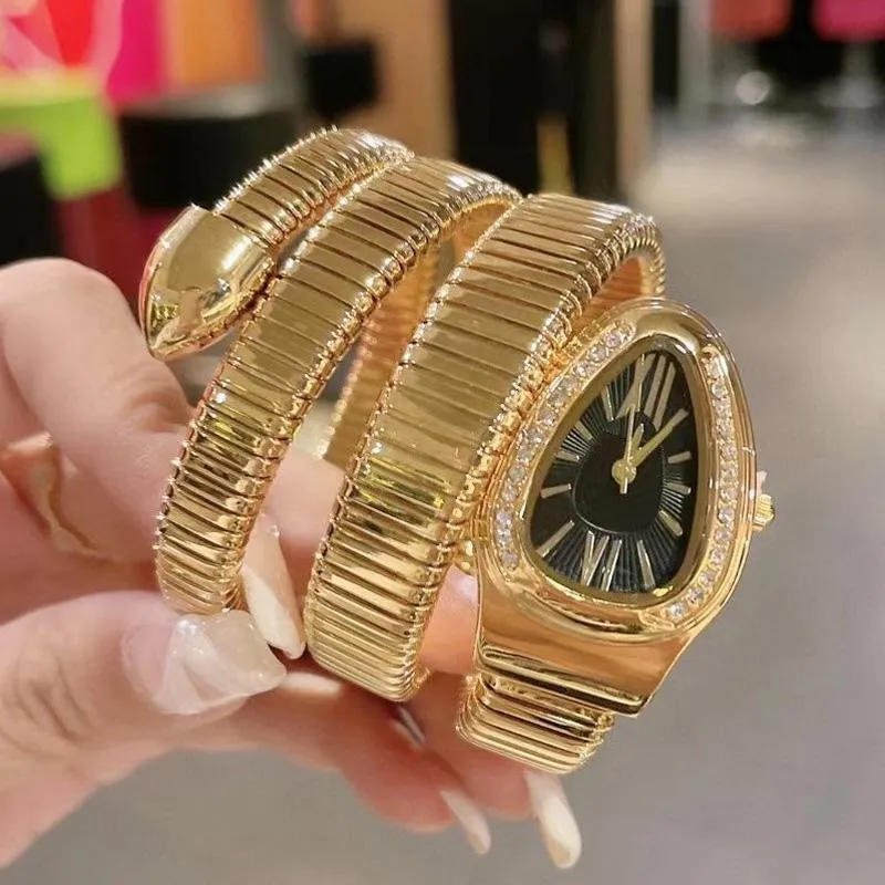 Brand Wrist Watches Women Girl Ladies Snake Shape Diamond Style Luxury Steel Metal Band Quartz Clock BV10