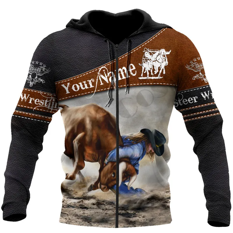 PLstar Cosmos 3DPrint est Nome personalizzato Bull Riding Unique Unisex Uomo Donna Hrajuku Streetwear Felpe con cappuccio Felpa con zip W 1 220713