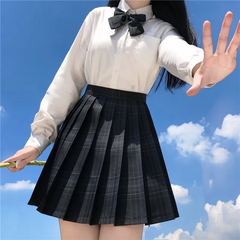 QRWR Summer Women Skirts High Waist Girl's Pleated Skirt Korean Japanese Style Ladies Sweet Plaid Mini for 220322