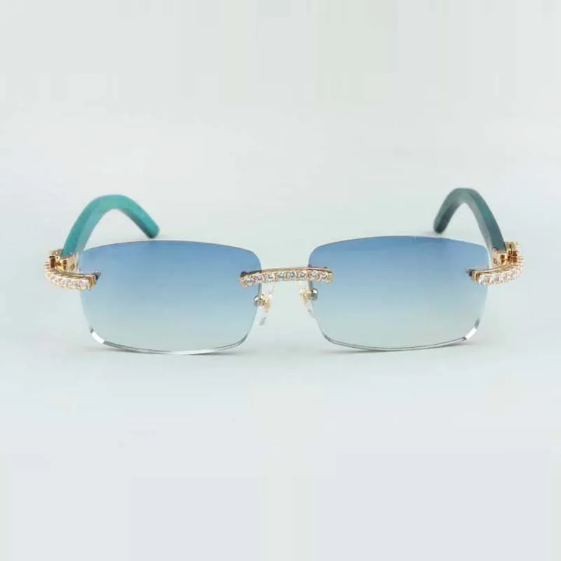 montures de lunettes de soleil en diamant sans fin 3524012 avec bâtons de bois sarcelle et objectif 56 mm205a