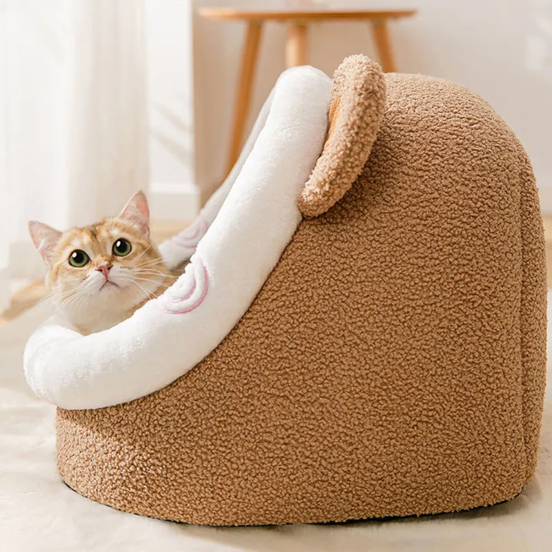 Warm Cats Bed Cute Cat House Kitten Lounger Cushion for Small Pet Sleep Tent Washable Pets Sleeping Bag Soft Dogs Bear Cave 220323