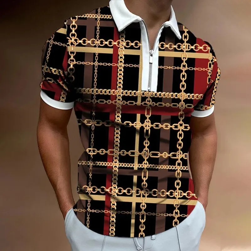 Camicia con zip Maglietta a maniche corte in cotone da uomo Polo da golf casual slim fit di alta qualità D220618