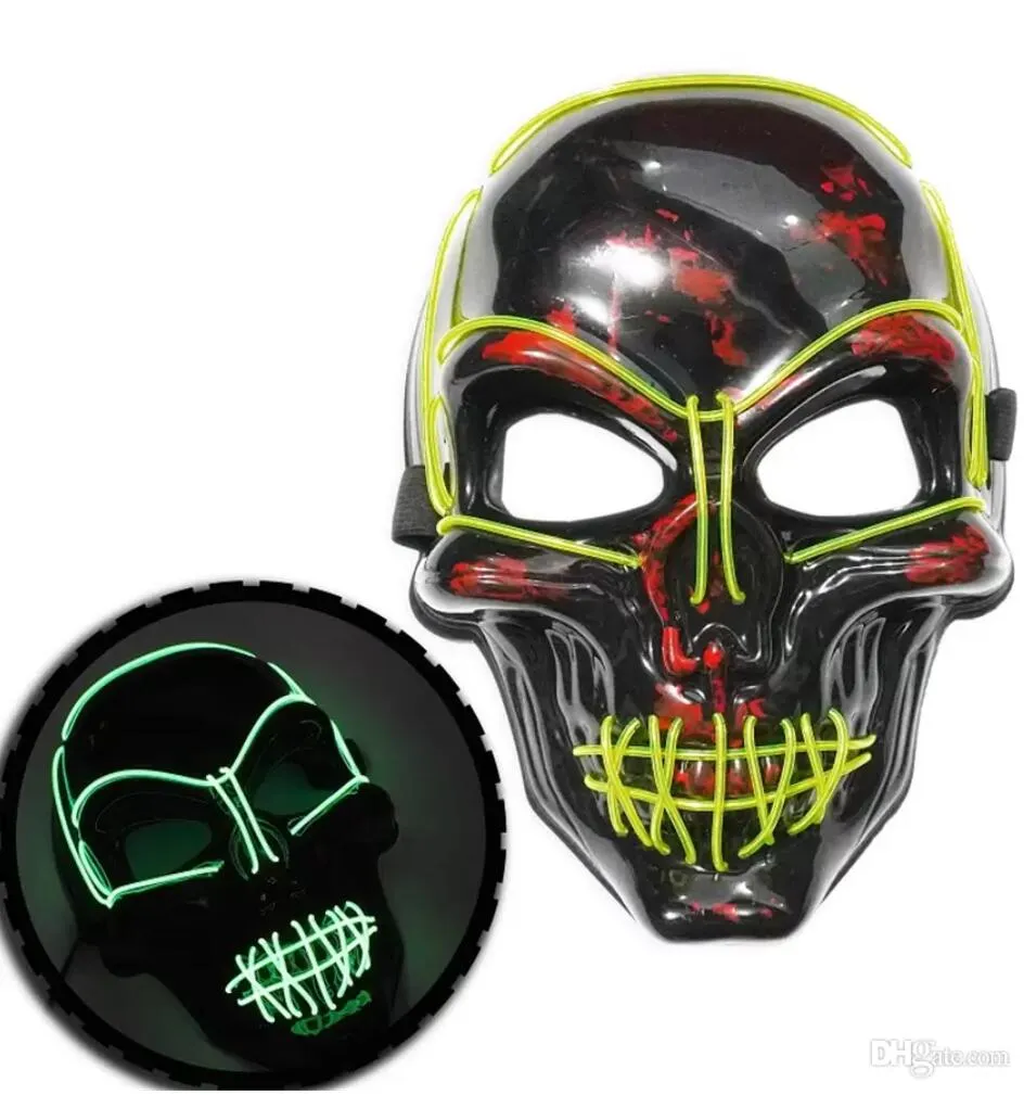 Halloweenowa maska ​​LED LED UP Straszna szkieletowa maska ​​czaszki na festiwal Cosplay Cosplay Halloween Costume Masquerade Party Carnival 10 Colours C0815