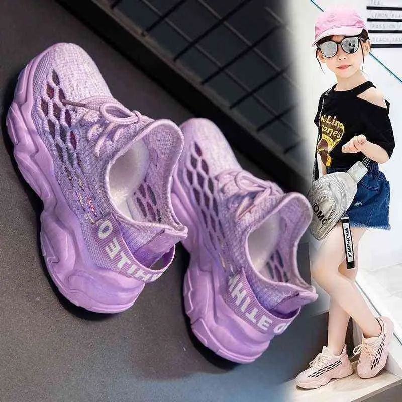Kids Summer Girls Princess Shoes Mesh Breathable Sports Running for Woman Tennis Basketball Children Casual Sneakers for Baby G220517
