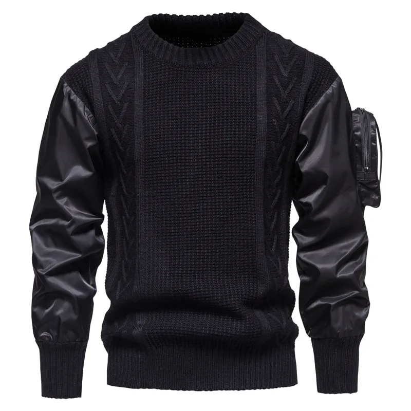 Herentruien Army Sweater Men Tactische outdoor patchwork arm pocket ontwerper pullover jumper truien sweaters heren jersey hombre streetwear 220826