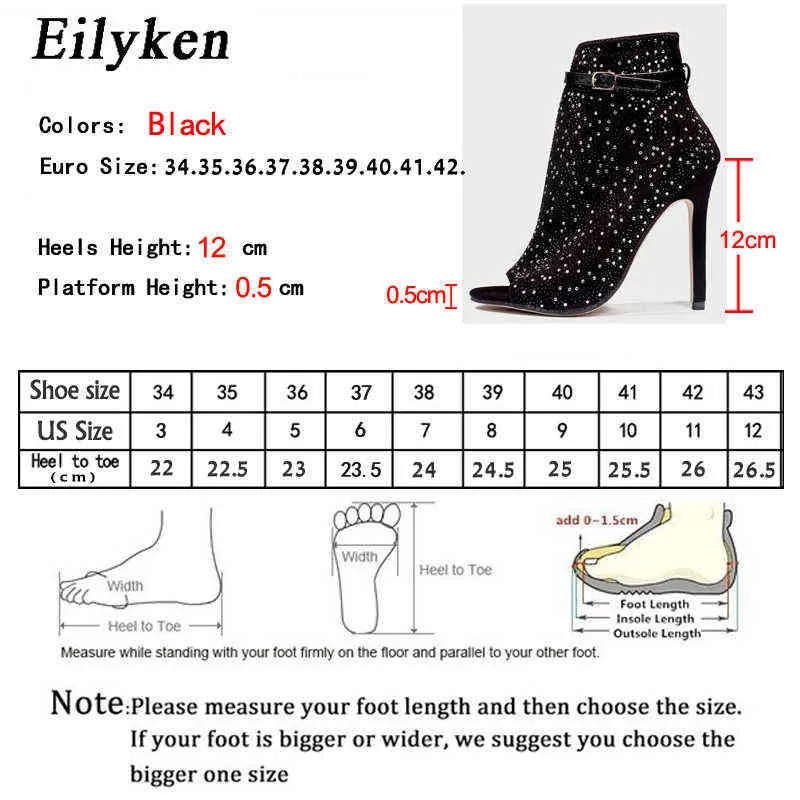 Sandales Eilyken été cristal strass gladiateur femmes sandales cheville boucle sangles talons hauts couverture dames sandales chaussures de fête 220318