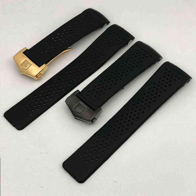 Rubber bands For TAG HEUER GRAND CARRERA Accessories Waterproof Strap 22 24mm Soft Sile Band Bracelet H220419