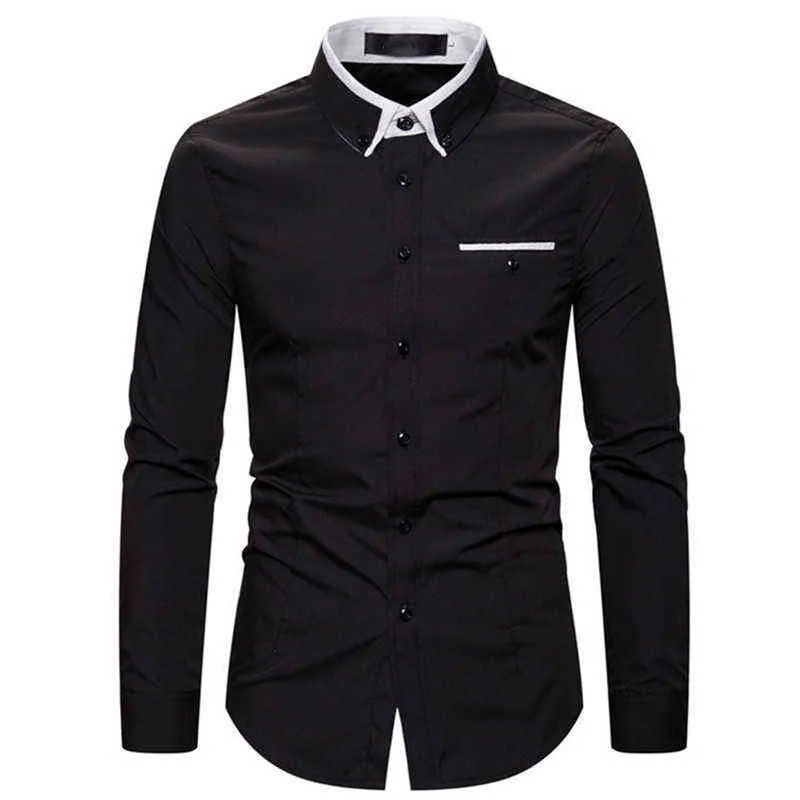 Camicie eleganti da uomo casual con bottoni Camicie a maniche lunghe slim fit da uomo Camicia casual da uomo formale da uomo Camisa Masculina 5XL L220704