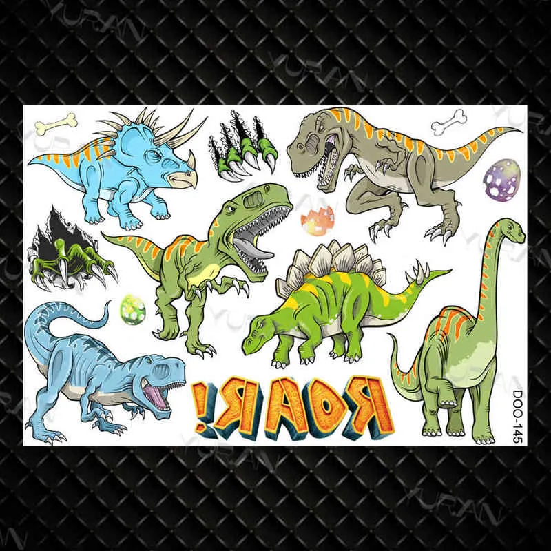 NXY Temporary Tattoo Waterproof Cartoon Dinosaur s Sticker for Kids Children Tiny Tatoos Realistic Fake Cute Arm Face Body Art 0330