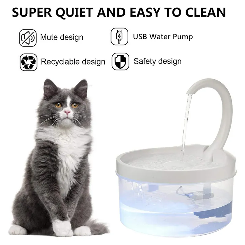 Кошка питьевой фонтан дозатор водопроводной автоматической миски со светодиодным светом для собак 220323