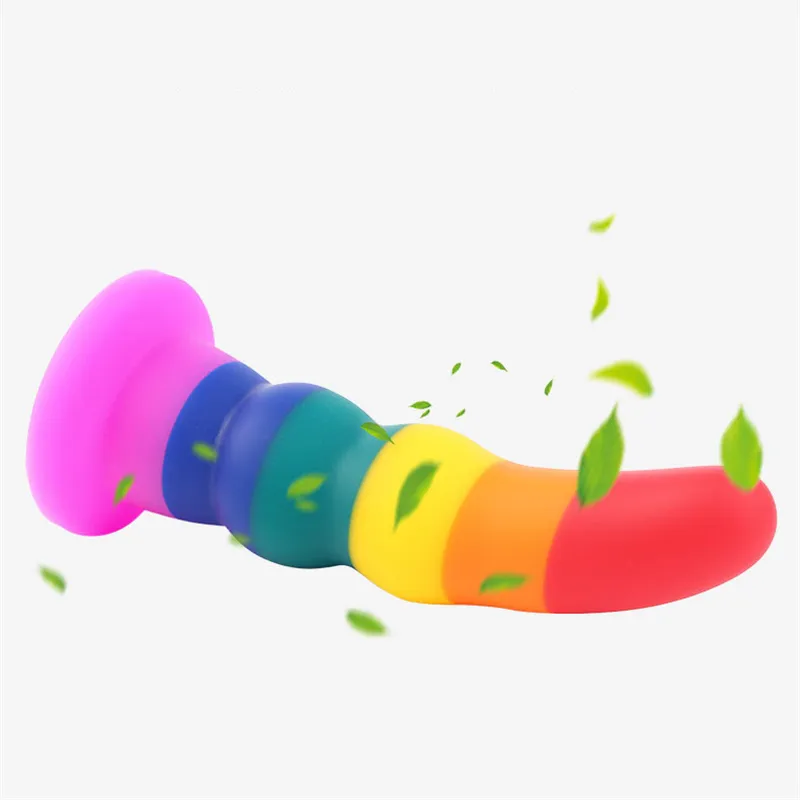 NUOVO stile Dildo in silicone colorato con ventosa Grandi giocattoli sexy anali annodati La femmina si masturba il pene finto